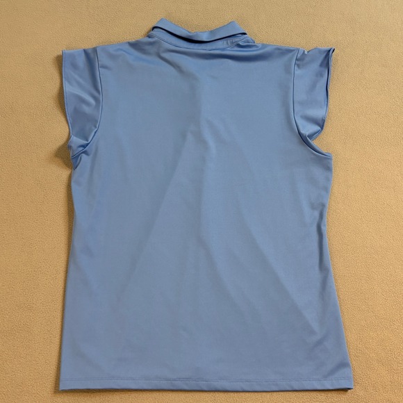 Laura Ashley Blue Short Sleeve performance golf Collared Zip Polo Shirt Top XL - Picture 3 of 8